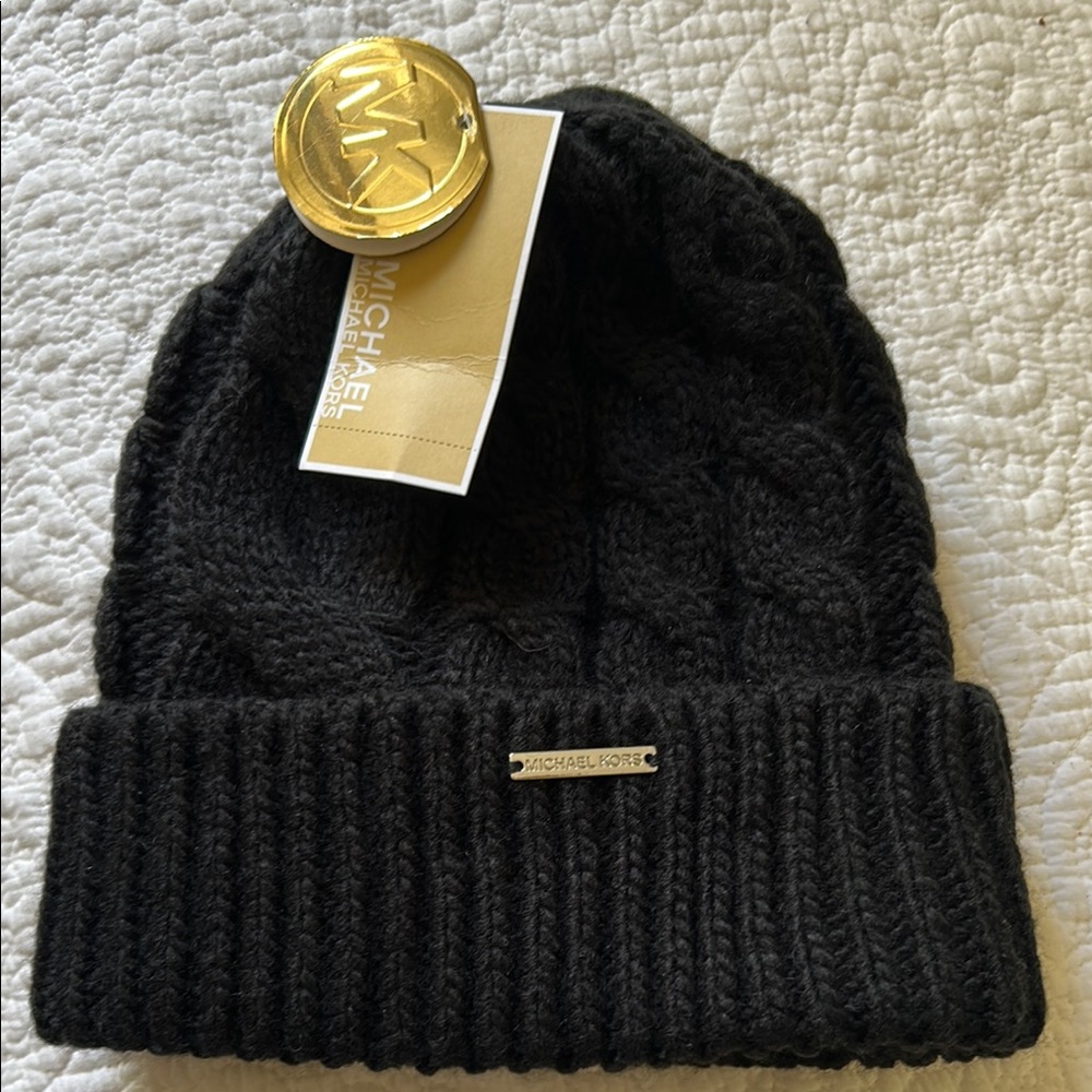 NWT Michael Kors Black Knit Beanie